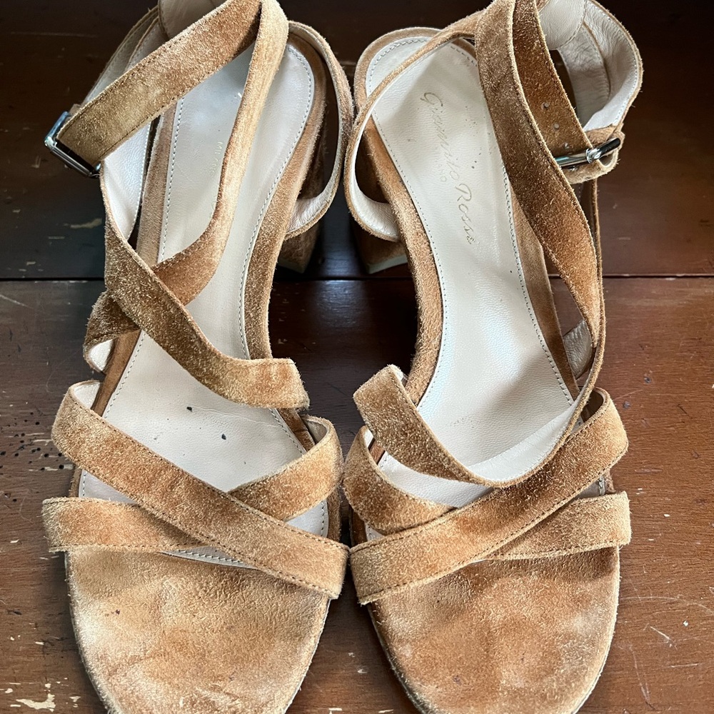 Gianvito Rossi Tan Sandals Strappy Suede Elegance